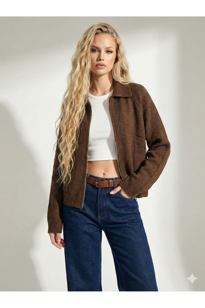 ribana Women's Regular Fit Basic Soft Textured Plain Knit Cardigan