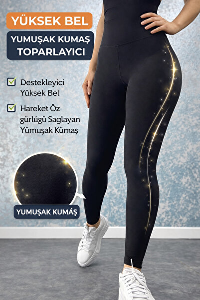 Azra Kotan Sport Yüksek Bel Yumuşak Kumaş Toparlayıcı Spor Tayt