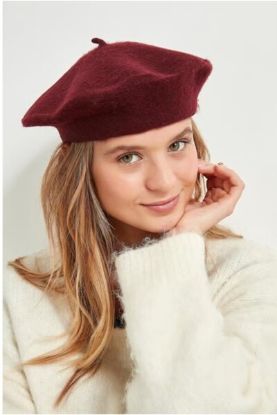 Luminos Butik Burgundy French Felt Painter Beret Bere1101