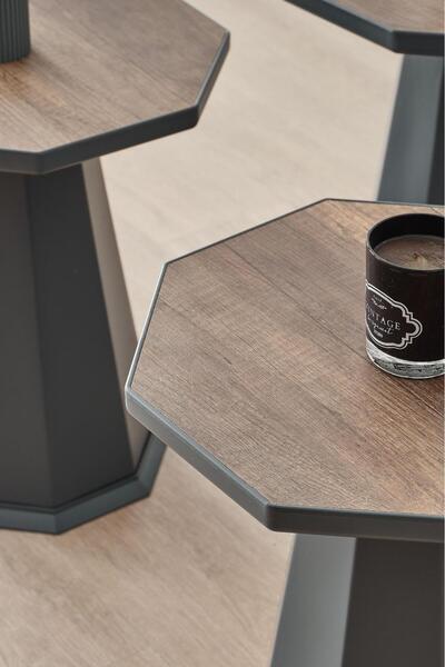 MYDECO Single Bohemia Coffee Table & Cork Coffee Table & Zigon Coffee Table Elegance Model & Anthracite - Baroque