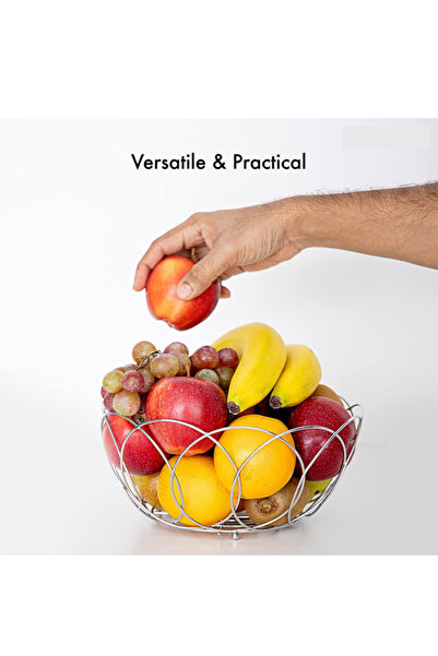 Bisbell Round Stainless Steel Fruit Basket 28cm Modern Mesh Kitchen Countertop Organizer & Bowl,BB2677