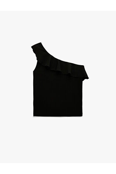 Koton slim fit Bluză cu un singur umăr, fără mâneci, cu volane material reiat