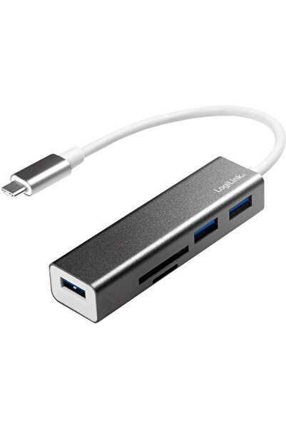LogiLink UA0305 USB 3.0 Hub, Sleek Silver Finish