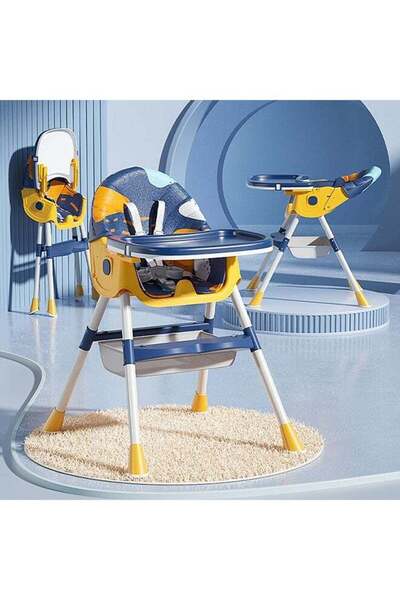 Arabest Baby High Chair, Folding Feeding Seat Height Adjustable Child Feeding Chair,Double Compartment Plate