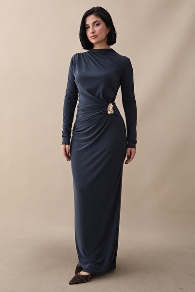 InStyle Smocked Side Brooch Smoked Sandy Dress