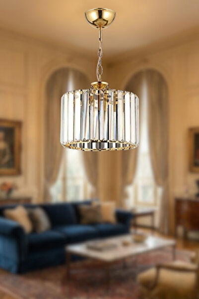 RONİSU AYDINLATMA Versalia Kristal Camlı Tekli Sarkıt Avize – Modern Şık Kris...