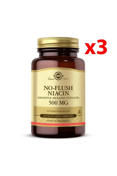 Solgar No Flush Niacin 500 Mg 50 Capsules 3 Pieces