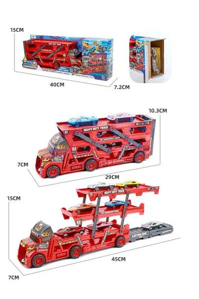 Arabest لعبة شاحنة نقل، مجموعة سيارات لعبة شاحنة نقل مع 8 قطع سيارات صغيرة، ه...