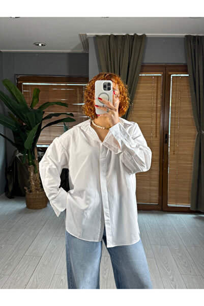Bak'ap Premium Oversized Hijab White Poplin Shirt