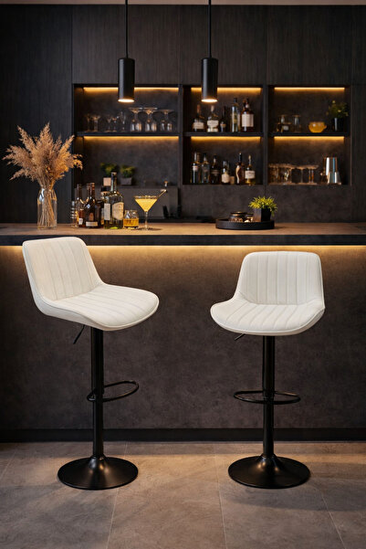 SADANHOME Adjustable piston bar stool with footrest - Modern swivel chair