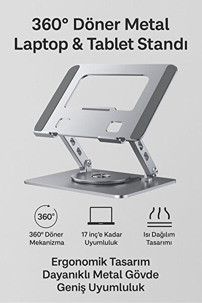 PİNK İTHALAT Tablet ve Kitap Okuma Standı 360° Döner Ayarlanabilir Katlanabil...