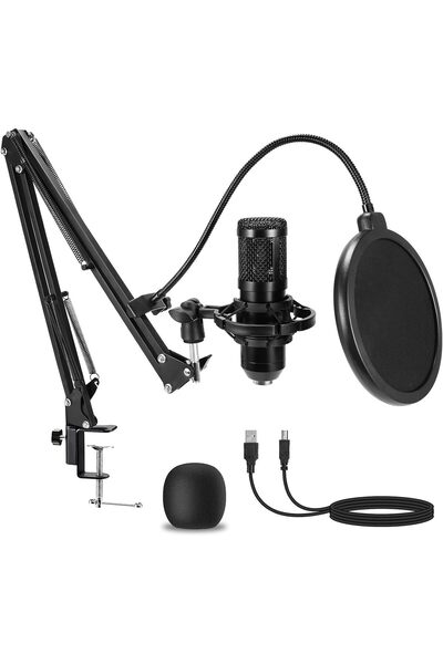 Arabest USB Condenser Microphone Kit with Adjustable Microphone,Metal Shock Mount and Spray Shield