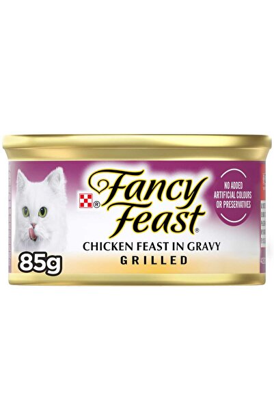 Fancy Feast طعام قطط رطب فاخر بنكهة الدجاج المشوي في المرق، مناسب للقطط البال...