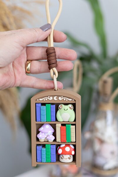 Modello Craft Bookshelf Clicker Ornament– Bookshelf Clicking Keychain, Stress Relief Clicker for Book Lovers