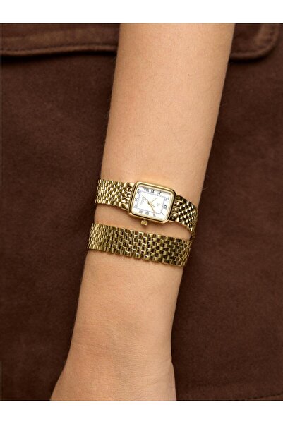 PARFOIS Paslanmaz Çelik Kordonlu Kare Saat Bileklik Seti