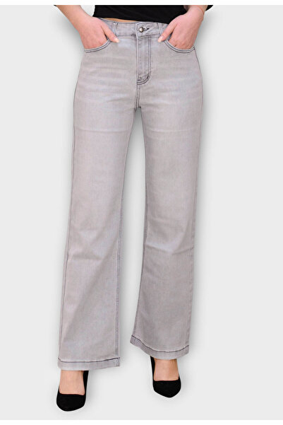 Elis Fashion Grey Wide Leg High Waist Jeans