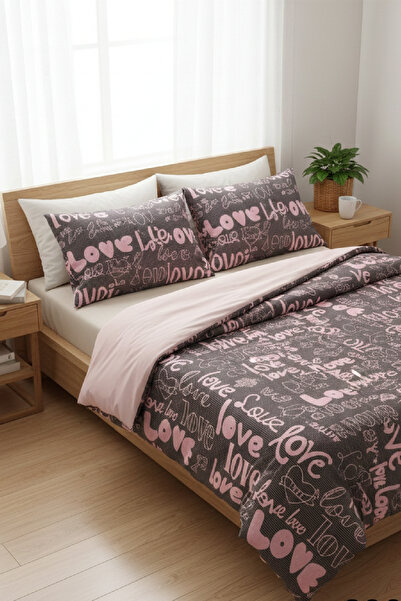 LaLiva Love Double Size Fitted Sheet-Elastic Cotton Bedding Set-