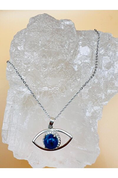 GÜMÜŞTEL EL SANATLARI Certified Sodalite Natural Stone Eye-Themed Necklace