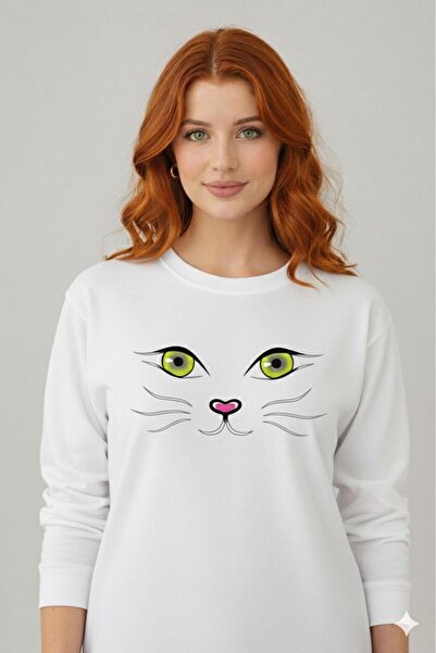 Me&On WEAR Unisex Cat Face Printed Regular Fit Long Sleeve T-Shirt