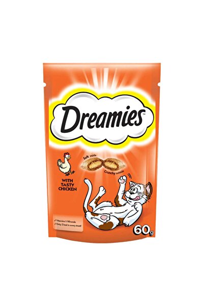 Dreamies Cat Treats with Tasty Chicken Crunchy & Soft Snacks for Adult Cats 60g