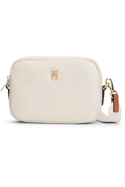 Tommy Hilfiger Kadın Marka Logolu Günlük Kullanıma Uygun Krem El Çantası AW0A...
