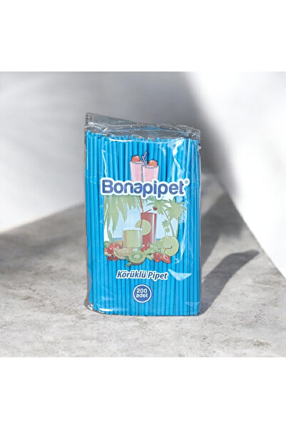 bonapipet İnce,Uzun,Körüklü,Mor,Pembe,Mavi Renk Seçenekli,,200Lü Pakette Pipet