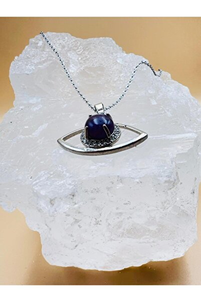 GÜMÜŞTEL EL SANATLARI Certified Amethyst Natural Stone Eye-Themed Necklace