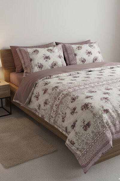 LaLiva Floral Double Bed Sheet with Elastic - Cotton Duvet Cover Set -