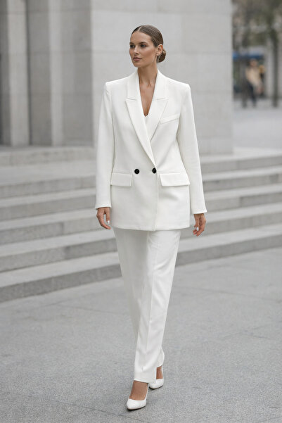 AYHAN Women's Black Single Button Blazer Jacket