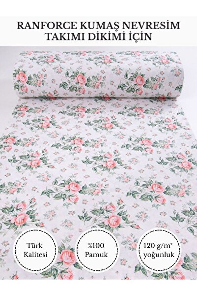 FabricMarket Renkli Baskılı Ranforce Kumaş – %100 Pamuk Nevresimlik Kumaş, 24...