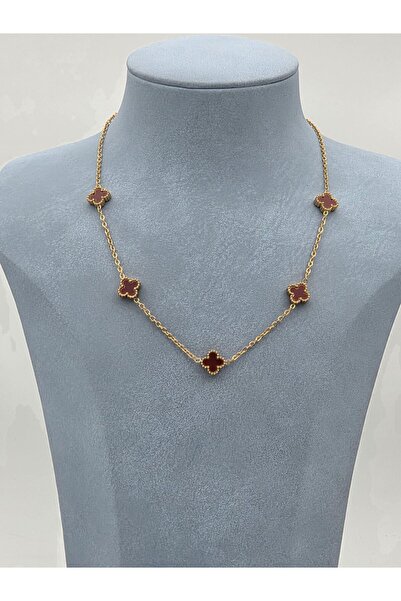 Lujo Aksesuar Çift Taraflı Yonca Figürlü Paslanmaz Çelik Kolye | Kararma Yapm...