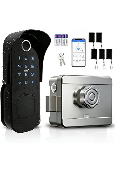 RAZUVIOUS Smart Lock, Weatherproof Lock, Biometric Fingerprint with Touchscreen Keypad, Card, Remote
