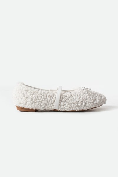 Bufu Patrun Rabbit Curly Fur Ballerina Ballet Shoes