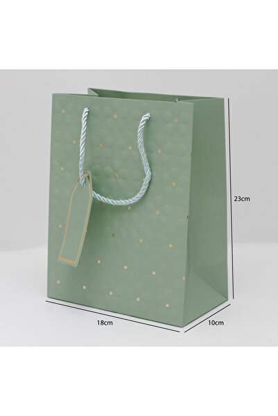 Generic 12 pieces of decorative gift bags with a rose design, light green color