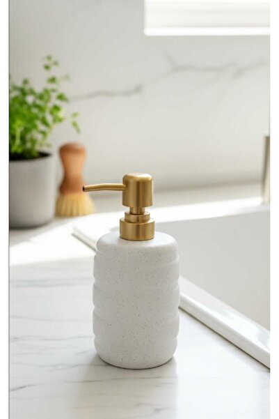 Home Round Stone Ceramic Liquid Soap Dispenser Kitchen Bathroom Soap Dispenser Minimal Modern Stylish Soap Dispenser