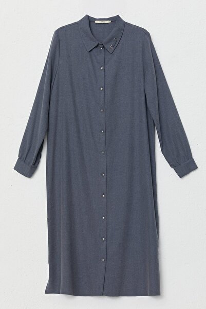 Nihan Büyük Beden Kuşgözü Detaylı Tunik Gri