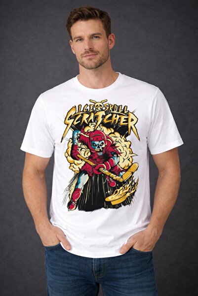 Me&On WEAR تي شيرت رجالي من Ice Skull Scratcher Graphic مطبوع قصة فضفاضة قالب...