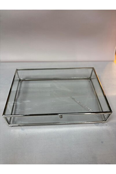 kurt41 Glass chest, glass metal framed presentation box with lid, chocolate candy and jewelry box 30 cm x 20 cm