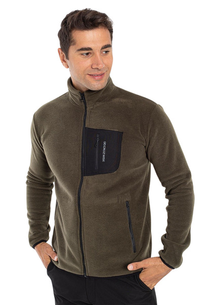 Crozwise Polar Zippered Khaki Men's Outdoor Sweatshirt 6044-04