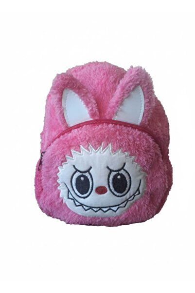 Efe Labubu Kız Çocuk Peluş Sırt Çantası 2 Bölmeli Astarlı En 20 Cm Boy 23 Cm