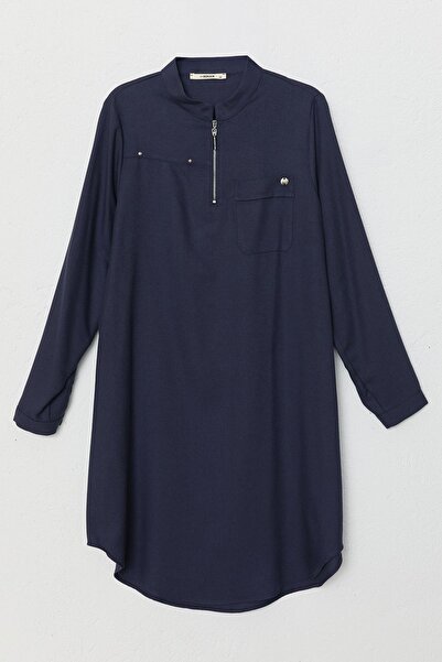 Nihan Fermuar Detaylı Tunik Lacivert