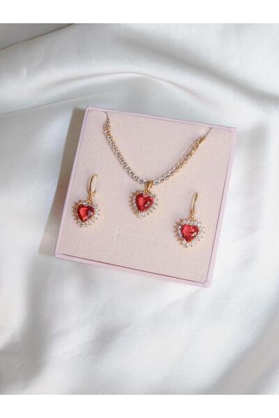 Reorah Collection Royal Heart Choker Necklace and Earring Set - Gold Color