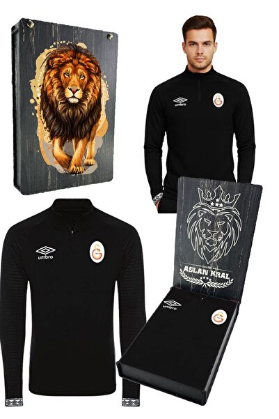 Galatasaray Cutie din lemn pentru cadou UV, cu jumătate de fermoar, neagră, c...