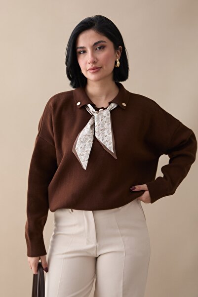 InStyle Scarf Knitwear Bitter Brown Tunic