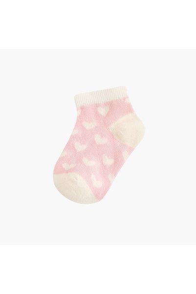 Juniors Heart Print Ankle Length Socks - Set of 10