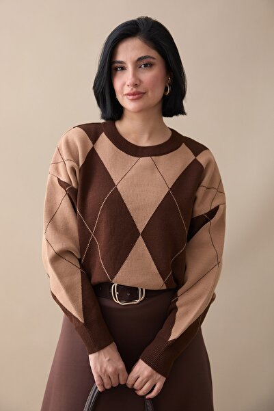 InStyle Baklava Pattern Knitwear Brown Tunic