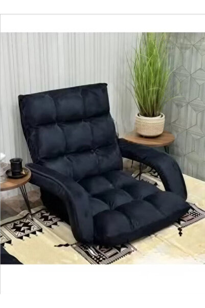 Cady One Luxury folding floor chair with armrest, size 60×54×54 cm, black color