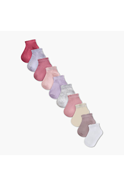 Juniors Baby Girls Socks Scallop Hem - Set of 10