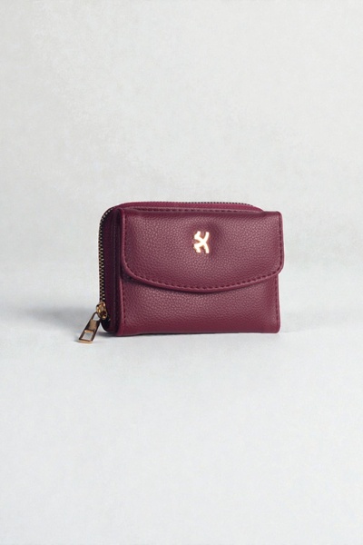 dericom Bordo Kadın Cüzdan – Fermuarlı ve Kompakt Günlük Model