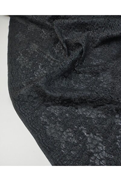 Kumaş Parça Black Matte Foiled Lace Width: 110 cm
